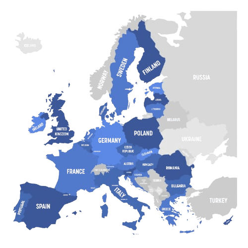 Carte de l'Europe en bleu