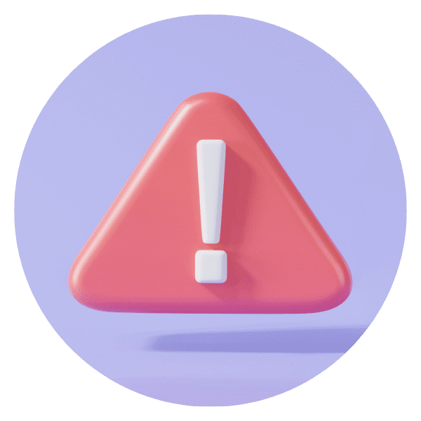 Panneau d’avertissement triangle rouge isolé sur fond violet,